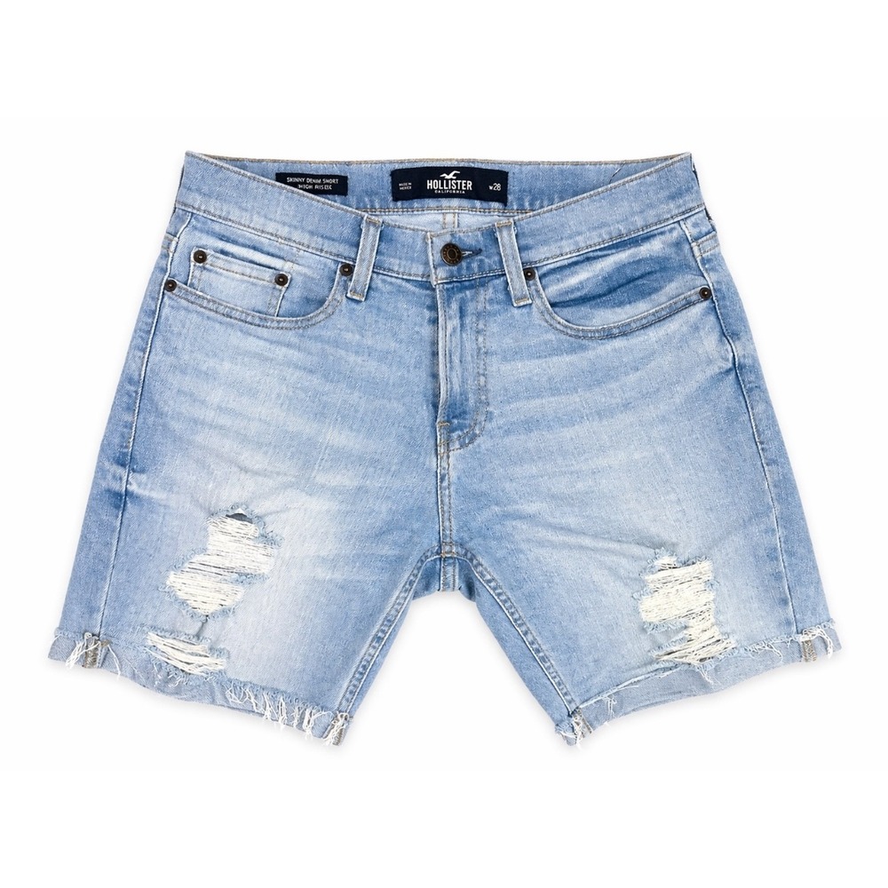 Hollister Epic Flex Distressed Denim Shorts Womens Size 28 High Rise Jean Shorts